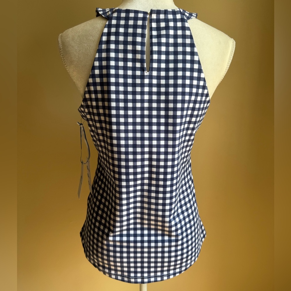 NWT Southern Tide Jennifer Gingham Performance Tank in Nautical Navy - Picture 8 of 10